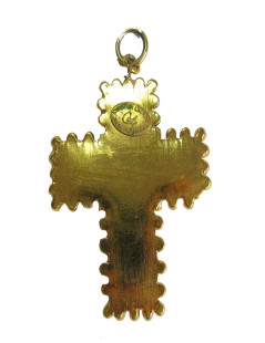 Pendentif Croix CHRISTIAN LACROIX Vintage en métal doré