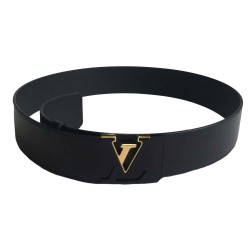  Ceinture LOUIS VUITTON T90  mixte LV initiales en cuir lisse noir