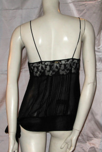 Top LA PERLA en soie et dentelle noire T2