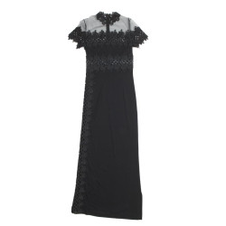 Robe JIKI longue noire avec borderies