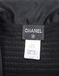 Chanel cardigan jacket in black cotton and lace, size 38FR