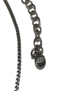 CHANEL chain necklace with pendant in silver metal, CC and rhinestones