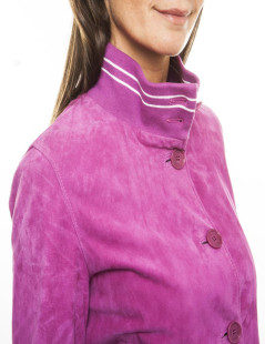 JEAN PAUL GAULTIER jacket in fuchsia velvet calfskin size 38FR