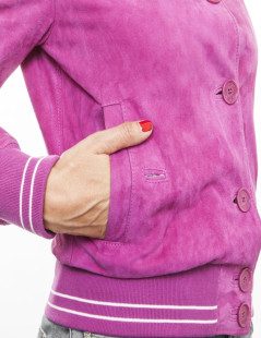 JEAN PAUL GAULTIER jacket in fuchsia velvet calfskin size 38FR