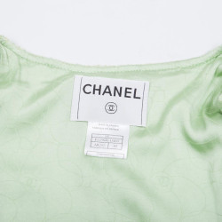 Veste CHANEL T 44 tweed vert d'eau 