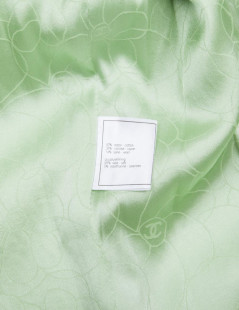 Veste CHANEL T 44 tweed vert d'eau 