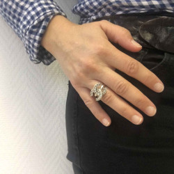 Bague CHANEL T52 strass et métal doré