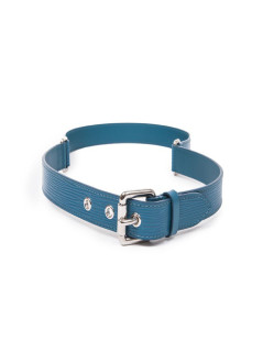 Ceinture "Trio" cuir épi bleu cyan T85