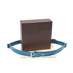 Ceinture Trio cuir épi bleu cyan t 85