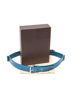 LOUIS VUITTON cyan blue Epi leather Trio belt size 85