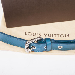 Ceinture "Trio" cuir épi bleu cyan T85