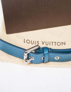 LOUIS VUITTON cyan blue Epi leather Trio belt size 85