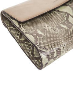 GUCCI green and bronze python clutch 