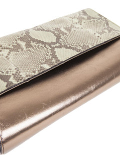 GUCCI green and bronze python clutch 