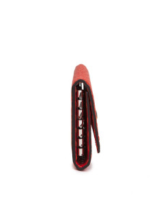 FENDI key holder in red grained leather with saddle stitching