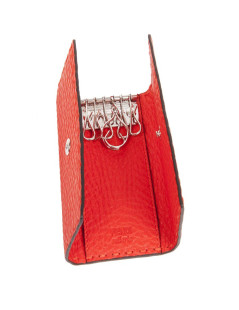 FENDI key holder in red grained leather with saddle stitching