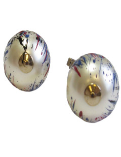 CHANEL pendant clip-on earrings multicolored cc and pearl