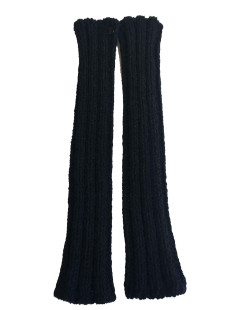 CHANEL Size 2 long knitted mittens in black cotton, cashmere and silk and silver threads 