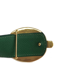 Ceinture HERMES réversible T70 en cuir vert et bleu nuit