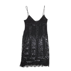 VALENTINO silk and beadwork black dress, size 40FR