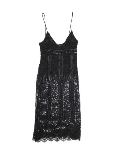 Robe VALENTINO T 40 en soie noire et perles