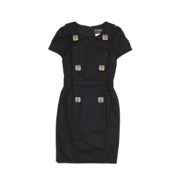 Chanel black jersey dress T.34