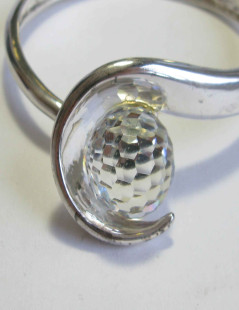 Unsigned Silver metal bracelet with swarovski faceted ball