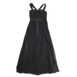 CHRISTIAN DIOR black silk evening dress size 38FR