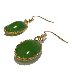 Boucles d'oreille Clous MARGUERITE DE VALOIS en pâte de verre vert clair