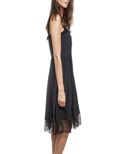 Robe portefeuille plissée  de cocktail CHANEL T 38 en soie noire