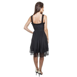 Robe portefeuille plissée  de cocktail CHANEL T 38 en soie noire