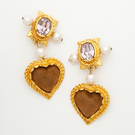  boucles d'oreille pendantes clips CHRISTIAN LACROIX Vintage