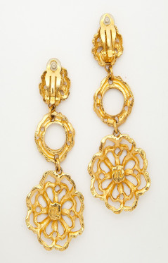 boucles d'oreille pendantes clips CHRISTIAN LACROIX Vintage