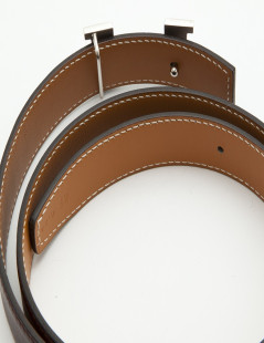 Ceinture H HERMES T 65 réversible marron et gold