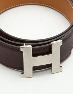 Ceinture H HERMES T 65 réversible marron et gold