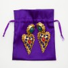 CHRISTIAN LACROIX vintage clip-on earrings in gilded metal and colored molten glass