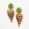 CHRISTIAN LACROIX vintage clip-on earrings in gilded metal and colored molten glass