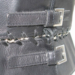 Ceinture JEAN PAUL GAULTIER Vintage T75 en cuir noir et métal argenté