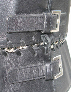 Ceinture JEAN PAUL GAULTIER Vintage T75 en cuir noir et métal argenté