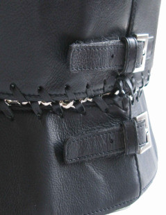 Ceinture JEAN PAUL GAULTIER Vintage T75 en cuir noir et métal argenté