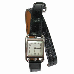 Montre Cap Code HERMES PM bracelet en alligator Mississipi nori