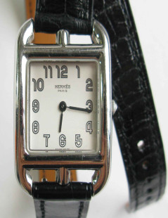 HERMES watch model 'Cape Cod' small model with black mississipi alligato bracelet