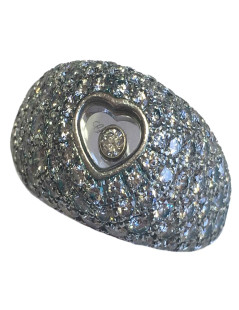 Bague CHOPARD T 56 demi jonc en or blanc et diamant