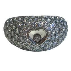 Bague CHOPARD T 56 demi jonc en or blanc et diamant