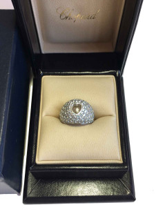 Bague CHOPARD T 56 demi jonc en or blanc et diamant