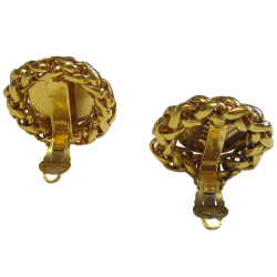 Boucles d'oreille  clips CHANEL "épi de blé" vintage en métal doré