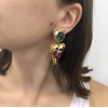 CHRISTIAN LACROIX vintage clip-on earrings in gilded metal and colored molten glass