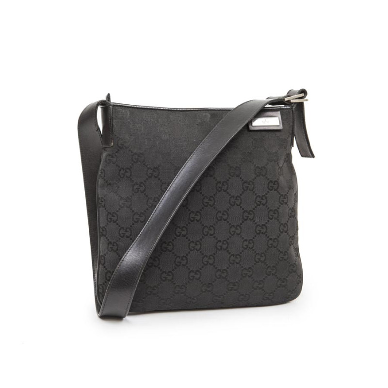 Petit sac  GUCCI en toile noire monogram