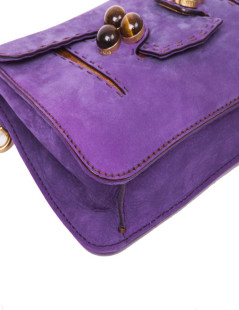 Sac FENDI cuir façon suède violet