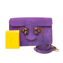 Sac FENDI cuir façon suède violet